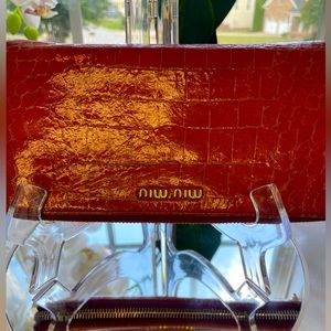 Miu Miu Pink Leather Embossed Long Wallet